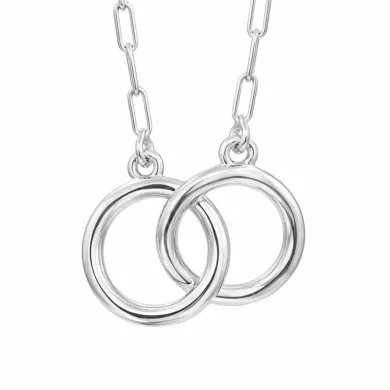 925 Sterling Silver Interlocking Circle Necklace for Her