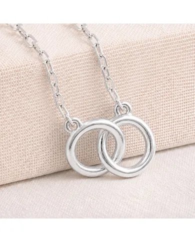 925 Sterling Silver Interlocking Circle Necklace for Her