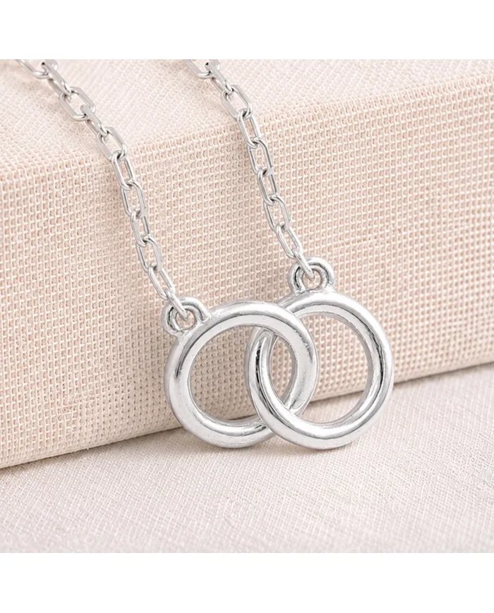 925 Sterling Silver Interlocking Circle Necklace for Her