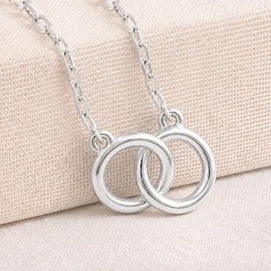 925 Sterling Silver Interlocking Circle Necklace for Her