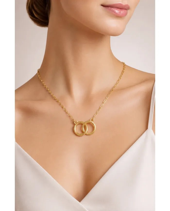 Gold Plated Interlocking Circle Necklace – 925 Sterling Silver
