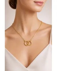 Gold Plated Interlocking Circle Necklace – 925 Sterling Silver