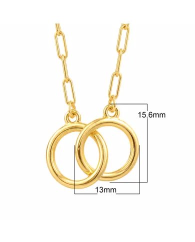 Gold Plated Interlocking Circle Necklace – 925 Sterling Silver