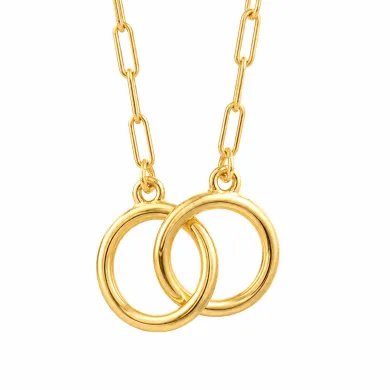 Gold Plated Interlocking Circle Necklace – 925 Sterling Silver