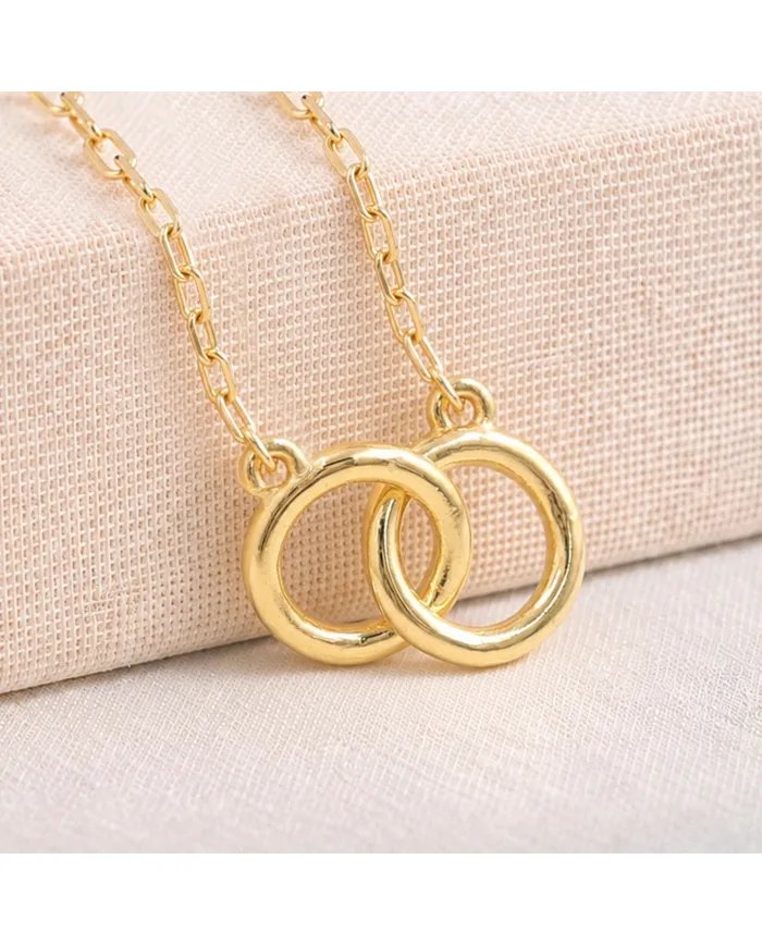 Gold Plated Interlocking Circle Necklace – 925 Sterling Silver