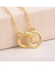 Gold Plated Interlocking Circle Necklace – 925 Sterling Silver