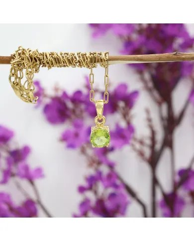 Peridot Pendant - Handmade Gold Plated 925 Silver Jewelry