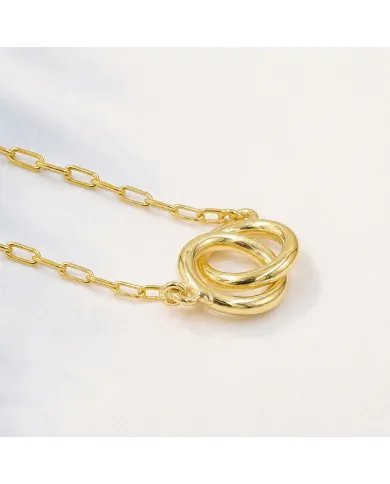 Gold Plated Interlocking Circle Necklace – 925 Sterling Silver