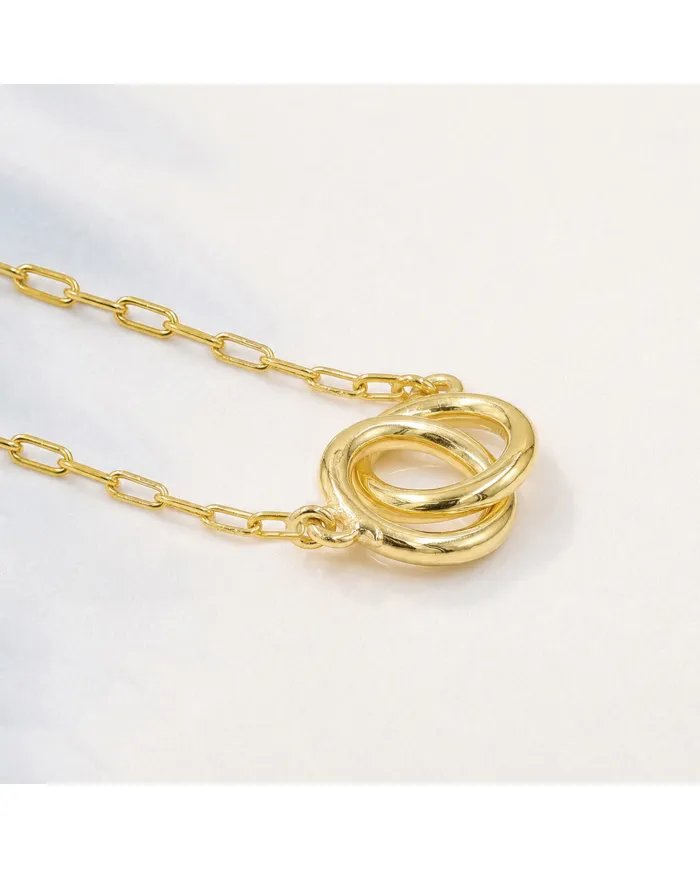 Gold Plated Interlocking Circle Necklace – 925 Sterling Silver
