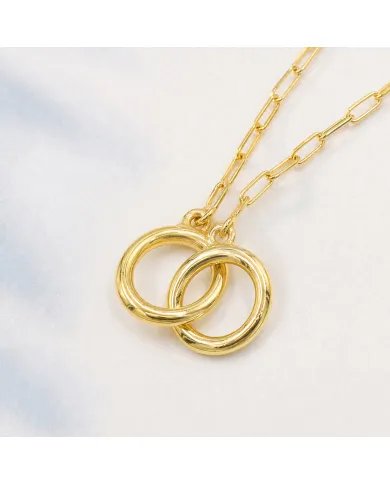 Gold Plated Interlocking Circle Necklace – 925 Sterling Silver