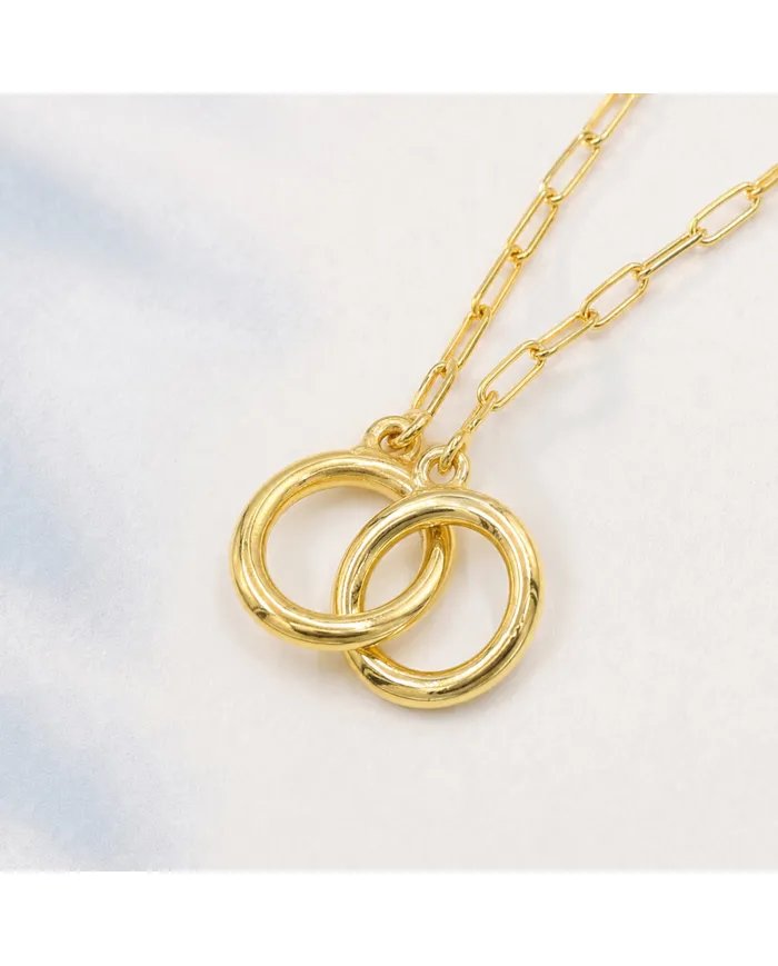 Gold Plated Interlocking Circle Necklace – 925 Sterling Silver