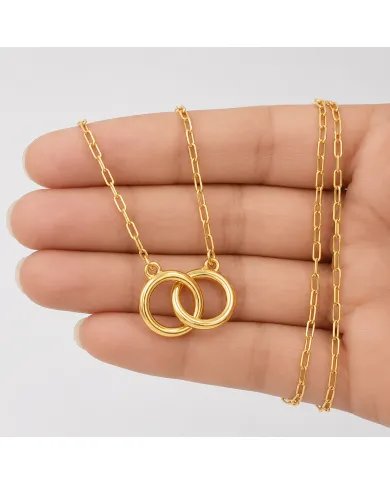 Gold Plated Interlocking Circle Necklace – 925 Sterling Silver