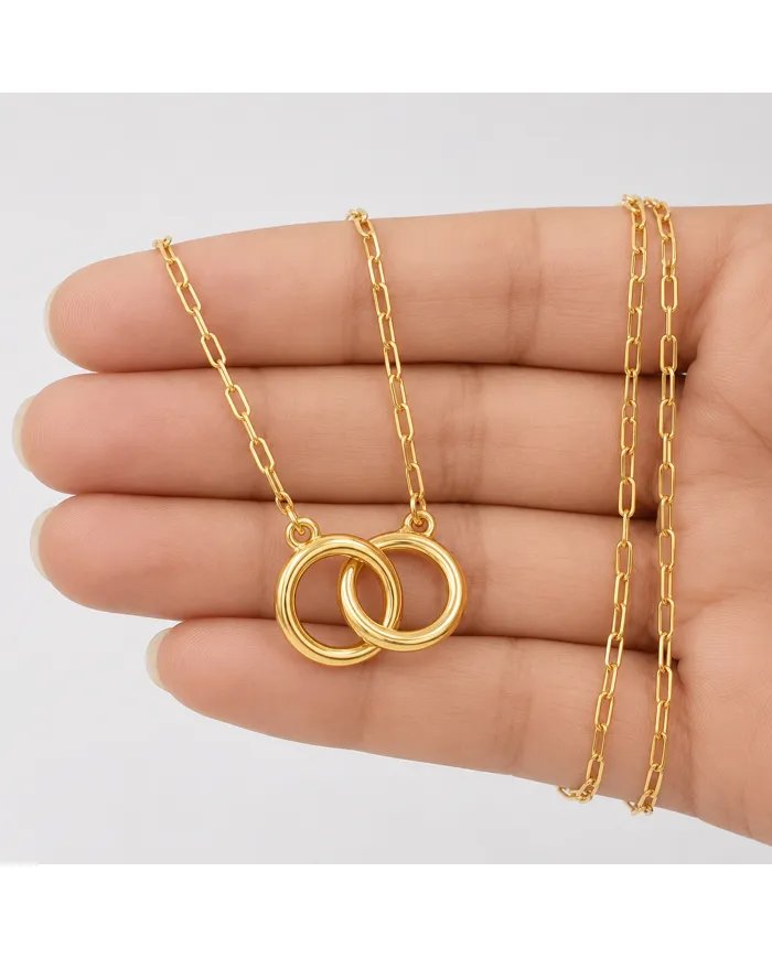 Gold Plated Interlocking Circle Necklace – 925 Sterling Silver