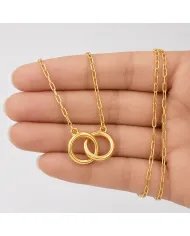 Gold Plated Interlocking Circle Necklace – 925 Sterling Silver