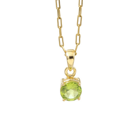 Peridot Gold Plated Sterling Silver Pendant Necklace - Handmade Gemstone Jewelry