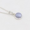 Blue Lace Agate Pendant, 925 Sterling Silver Pendant, Round Shape Pendant, Pendant with Chain, Genuine Gemstone Necklace for Her