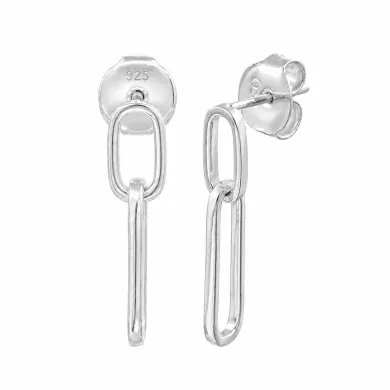 Paper Clip Earrings in 925 Sterling Silver Modern Chain Jewelry