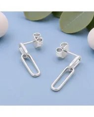 Paper Clip Earrings in 925 Sterling Silver Modern Chain Jewelry