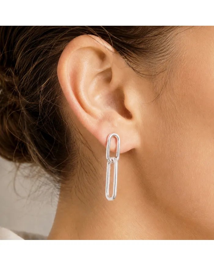 Paper Clip Earrings in 925 Sterling Silver Modern Chain Jewelry