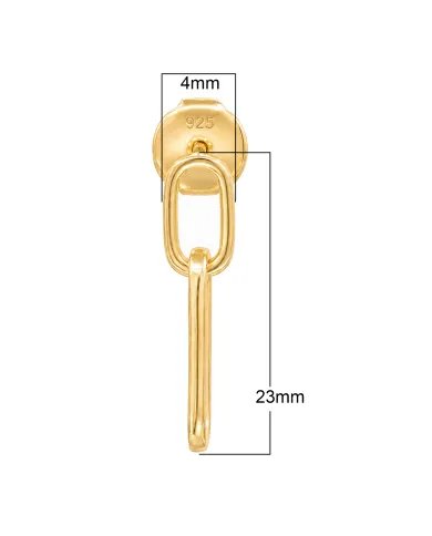 Gold Plated Paper Clip Earrings in 925 Sterling Silver Chain Jewelry