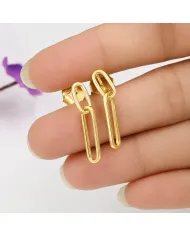 Gold Plated Paper Clip Earrings in 925 Sterling Silver Chain Jewelry