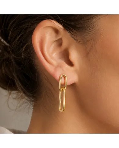 Gold Plated Paper Clip Earrings in 925 Sterling Silver Chain Jewelry