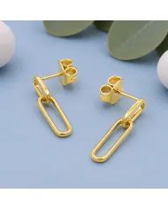 Gold Plated Paper Clip Earrings in 925 Sterling Silver Chain Jewelry