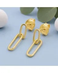 Gold Plated Paper Clip Earrings in 925 Sterling Silver Chain Jewelry