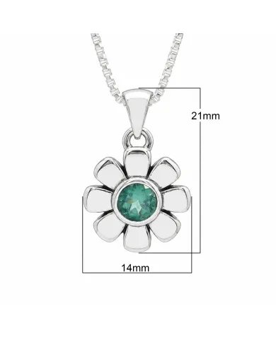 Women's Emerald Flower Pendant in 925 Sterling Silver