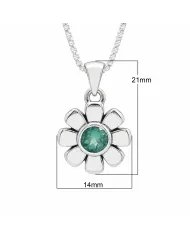 Women's Emerald Flower Pendant in 925 Sterling Silver