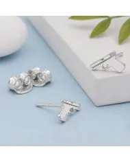 Gun-Inspired Stud Earrings in 925 Sterling Silver – Unisex Style