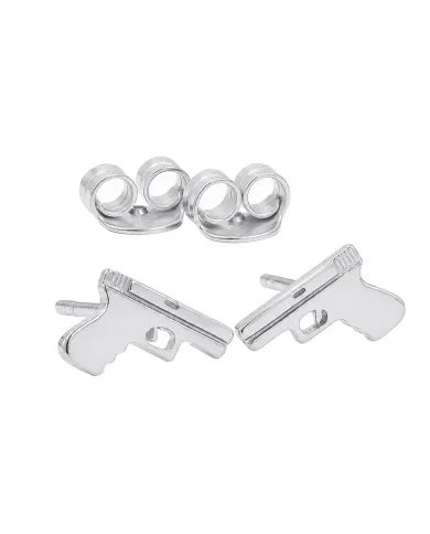 Gun-Inspired Stud Earrings in 925 Sterling Silver – Unisex Style