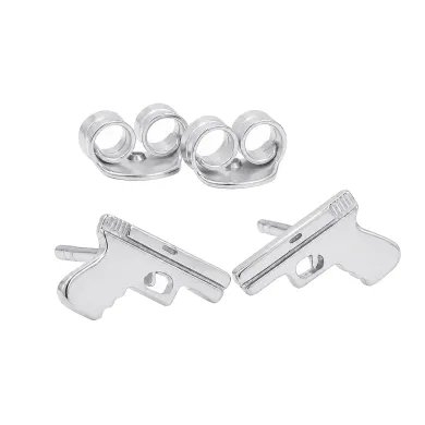 Gun-Inspired Stud Earrings in 925 Sterling Silver – Unisex Style