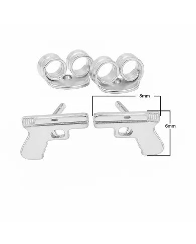 Gun-Inspired Stud Earrings in 925 Sterling Silver – Unisex Style