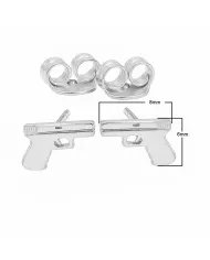 Gun-Inspired Stud Earrings in 925 Sterling Silver – Unisex Style