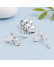 Gun-Inspired Stud Earrings in 925 Sterling Silver – Unisex Style
