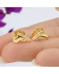 Gold Plated Gun-Inspired Stud Earrings in 925 Silver Unisex Style