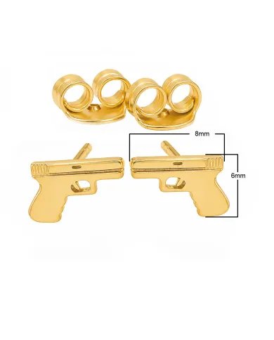 Gold Plated Gun-Inspired Stud Earrings in 925 Silver Unisex Style