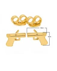 Gold Plated Gun-Inspired Stud Earrings in 925 Silver Unisex Style