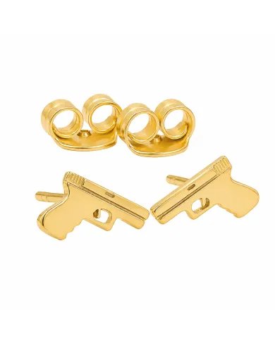 Gold Plated Gun-Inspired Stud Earrings in 925 Silver Unisex Style