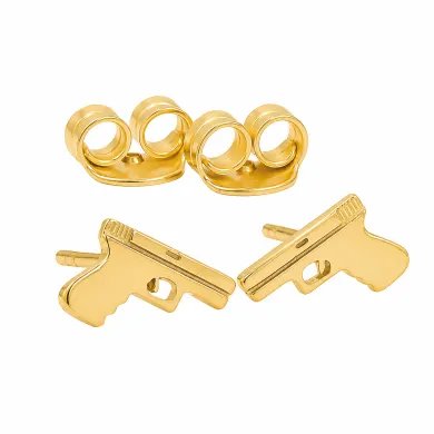 Gold Plated Gun-Inspired Stud Earrings in 925 Silver Unisex Style