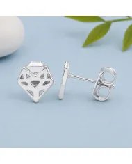 925 Sterling Silver Geometric Heart Stud Earrings – Handmade Jewelry