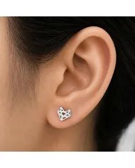 925 Sterling Silver Geometric Heart Stud Earrings – Handmade Jewelry