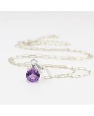Amethyst Sterling Silver Pendant Necklace - Handmade Gemstone Jewelry