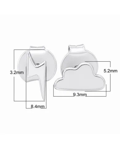 Minimalist Cloud & Lightning Stud Earrings – 925 Sterling Silver