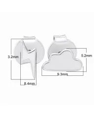 Minimalist Cloud & Lightning Stud Earrings – 925 Sterling Silver