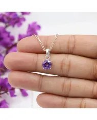 Amethyst Sterling Silver Pendant Necklace - Handmade Gemstone Jewelry
