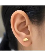 Minimalist Gold Plated Cloud & Lightning Stud Earrings in Silver