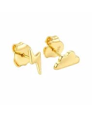 Minimalist Cloud & Lightning Stud Earrings – 925 Sterling Silver