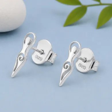 Spiral Goddess Stud Earrings in 925 Sterling Silver – Handmade Jewelry